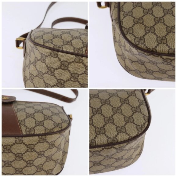 GUCCI GG Supreme Web Sherry Line Bag PVC Beige 001 754 6177 4021 Auth 148251 - Picture 14 of 16